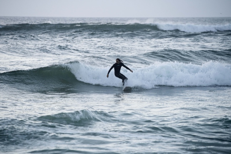 Surfer riding a wave