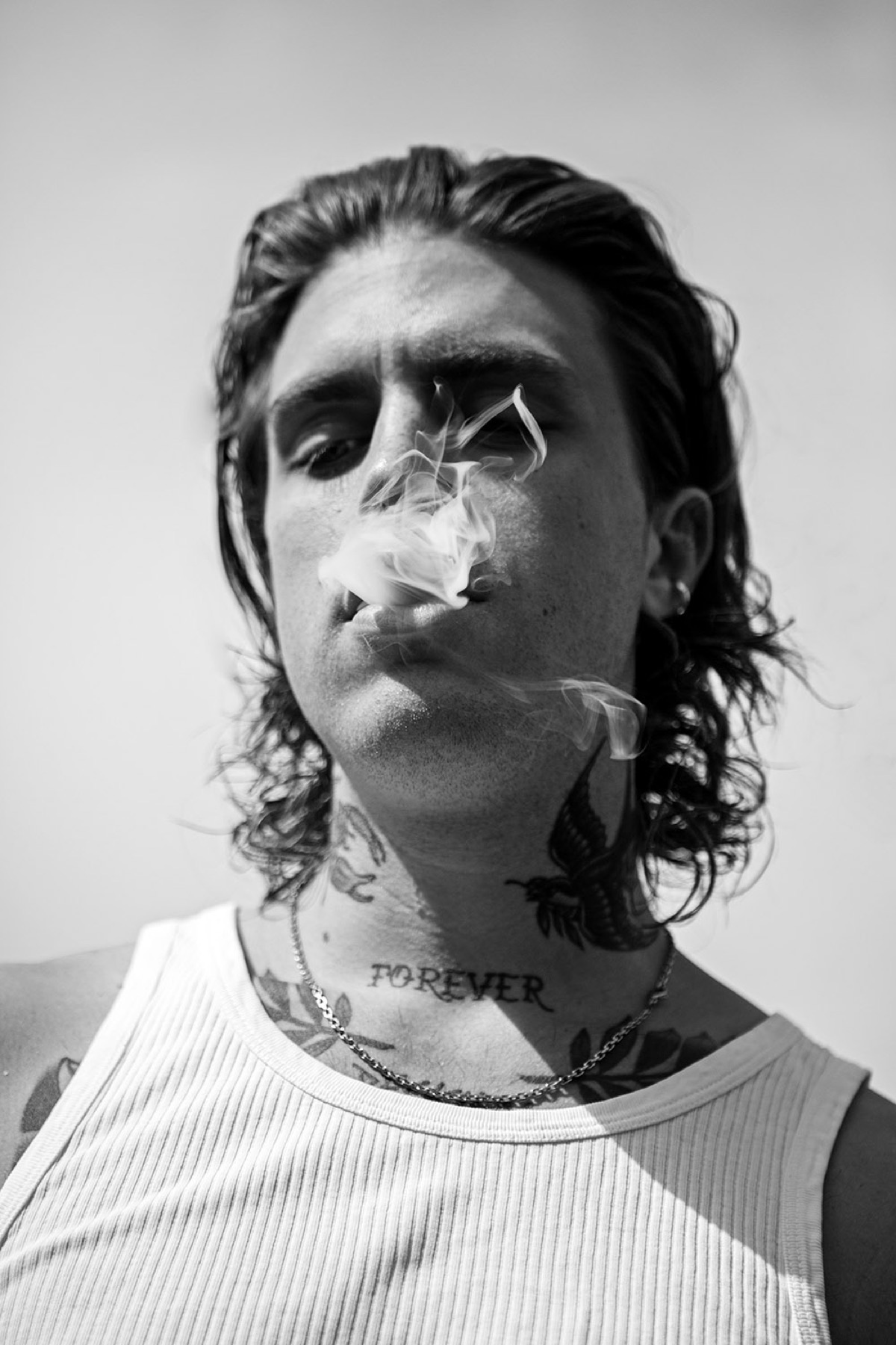 Black and white portrait, close crop